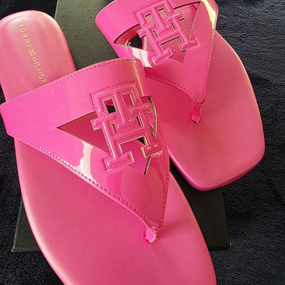 Tommy Hilfiger Pink Sandals with Designer Hardware